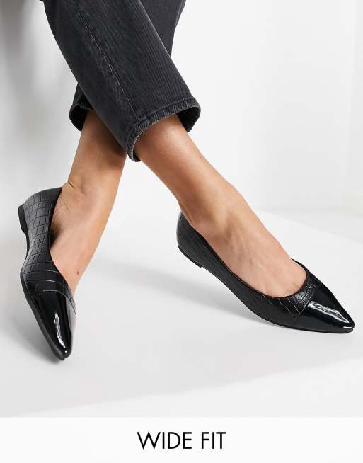 Simply Be Extra Wide Fit ballerina pump with toe cap in black