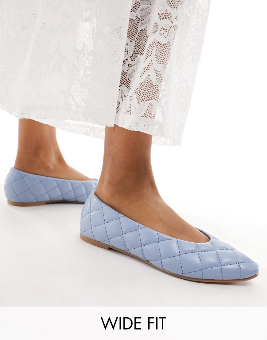 Simply Be Extra Wide Fit ballet shoes in aqua-Blue