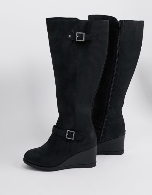 Extra wide clearance calf wedge boots