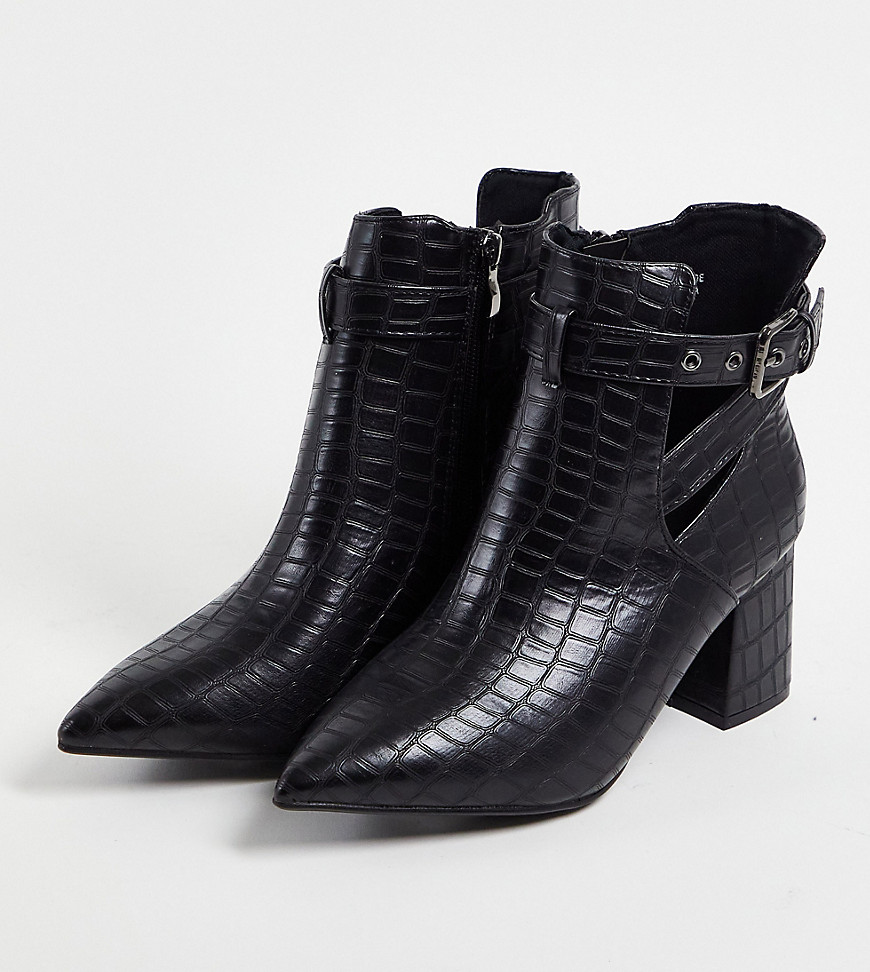 Simply Be Wide Fit Simply Be Extra Wide Fit Christa High Ankle Boots In Black Croc