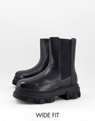Simply Be Extra Wide Fit chunky flat chelsea boot in black