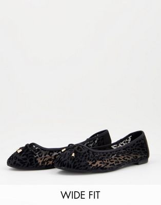 Simply Be Extra Wide Fit dione ballet flats in black