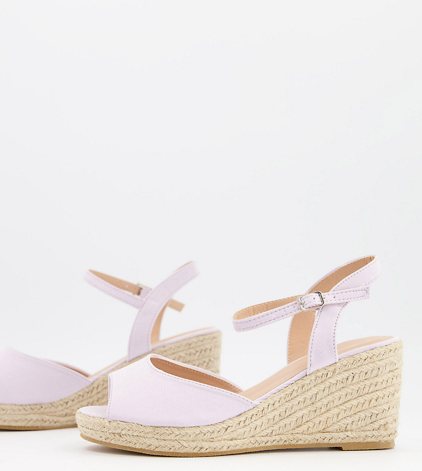 Simply Be extra wide fit espadrille wedge sandals in lilac-Purple