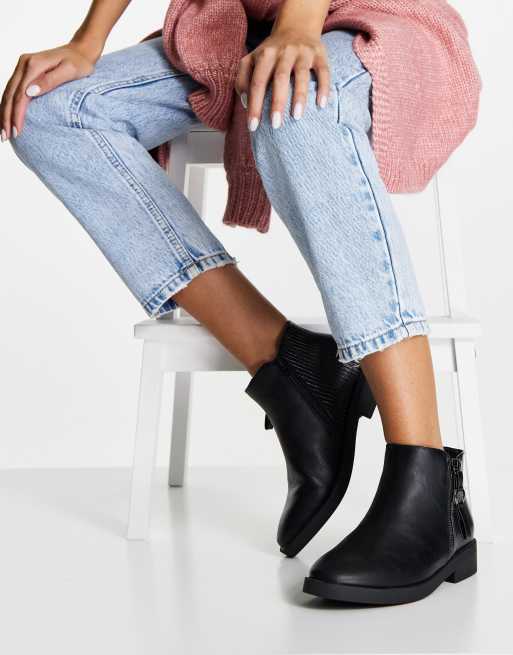 flat ankle boots with jeans