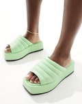 Simply Be Extra Wide Fit flatform sandals in green