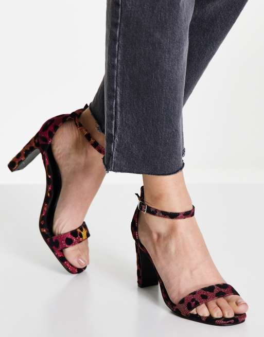 Simply Be Extra Wide Fit - Flo - Sandali a pianta larga con tacco leopardati, 3 di 4
