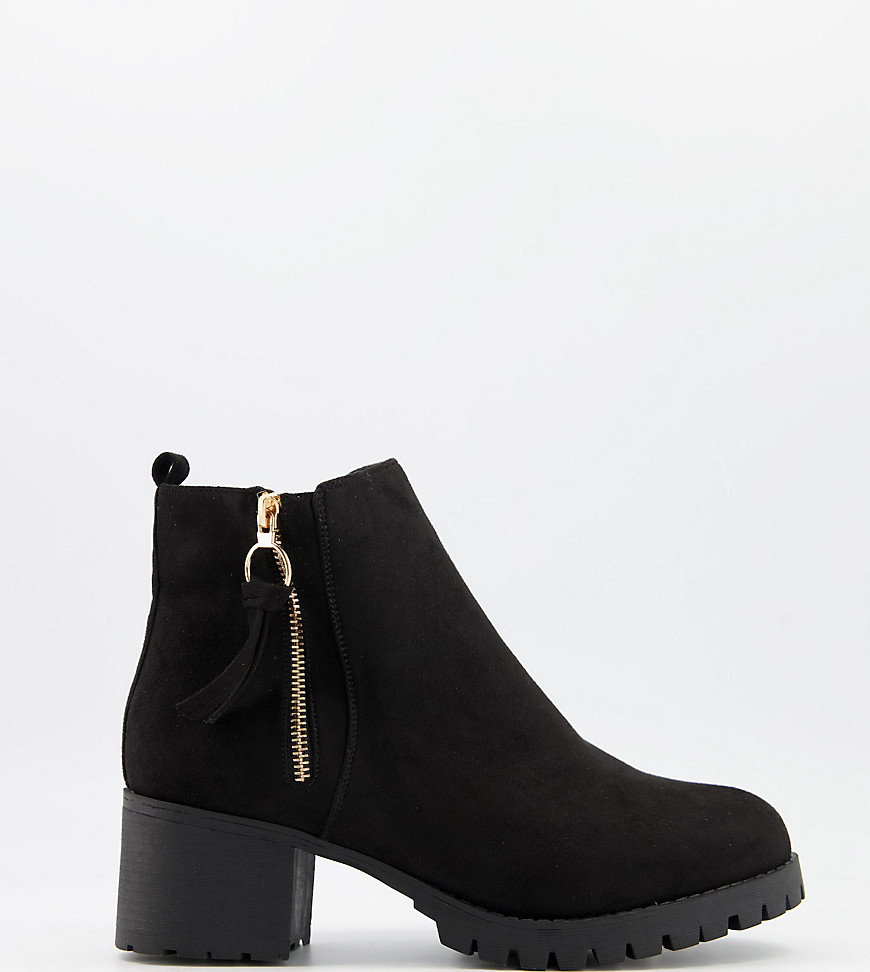 Simply Be extra wide fit heeled ankle boots in black