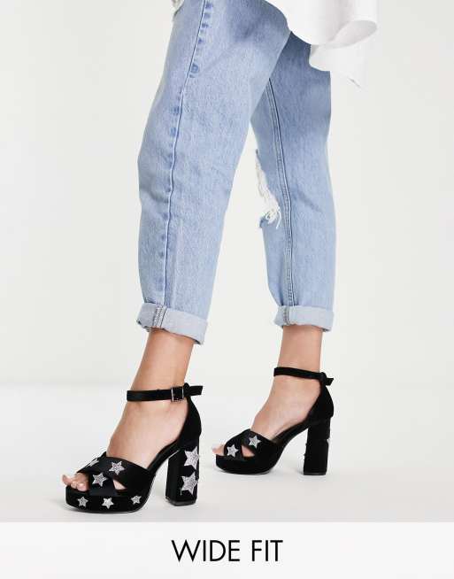 Extra wide fit black heels sale