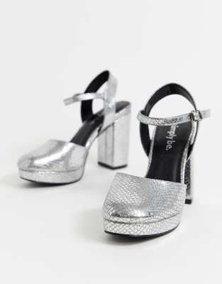 extra wide fit silver heels