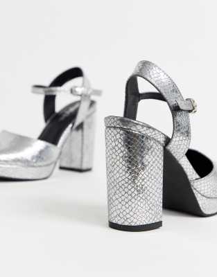 silver closed toe heels wide fit