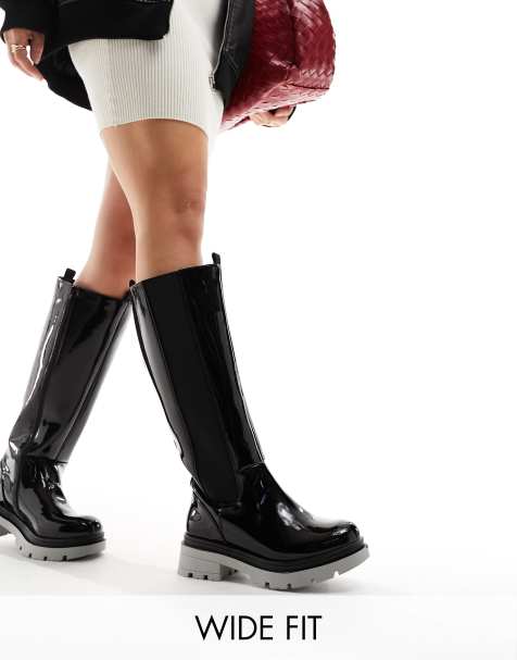 Simply Be Extra Wide Fit knee high boots in black - view 1