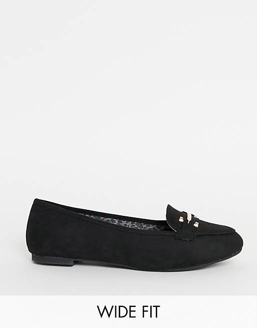 Simply Be extra wide fit loafer with buckle detail in black
