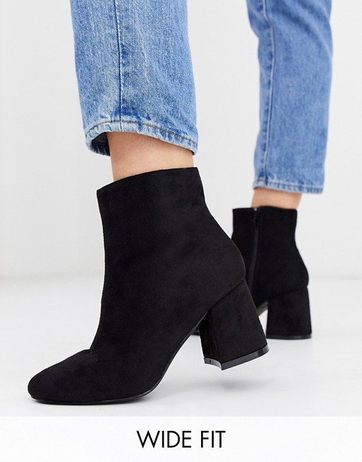Simply Be extra wide fit low block heel ankle boots in black