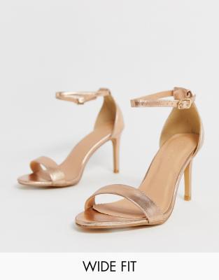 wide rose gold sandals