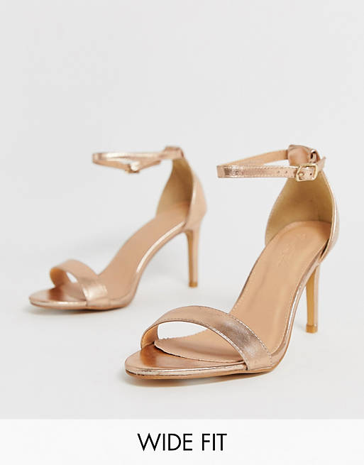 Simply Be extra wide fit Morgan barely there heeled sandal in rose gold