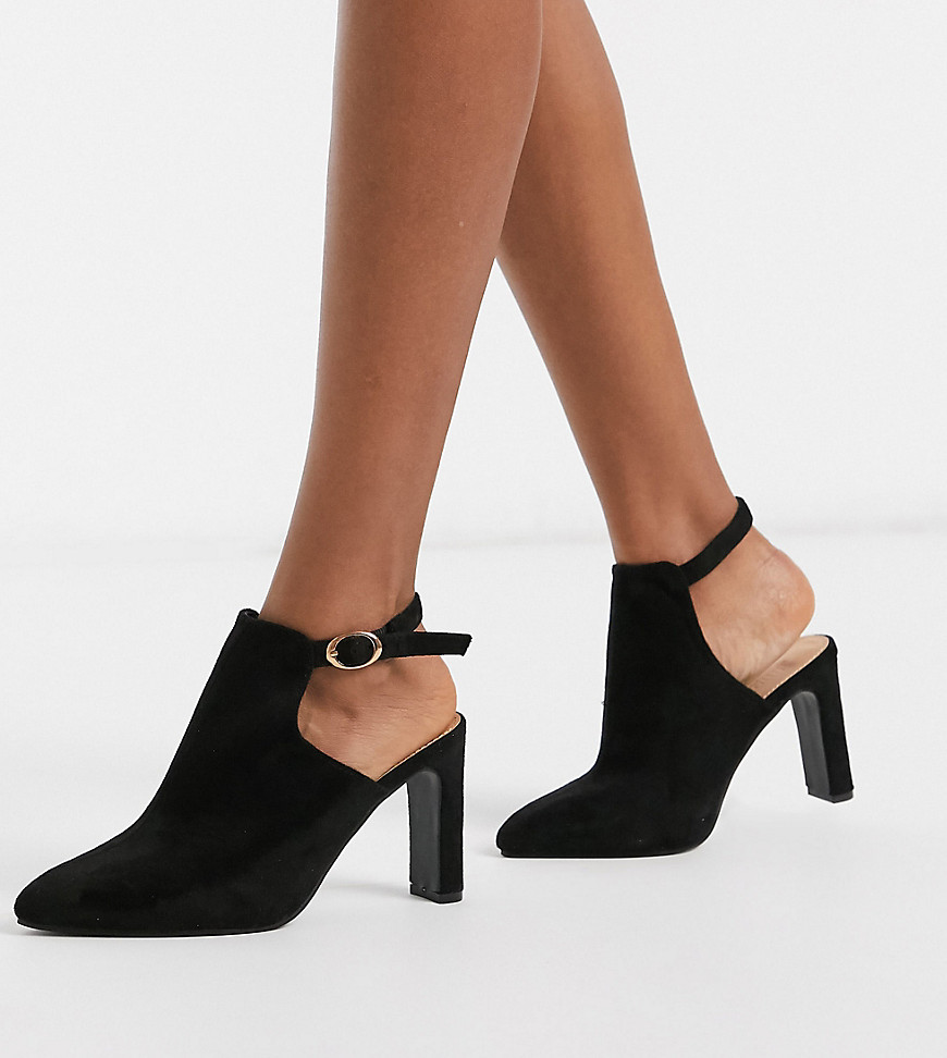 Simply Be extra wide fit open back pointed boots in black