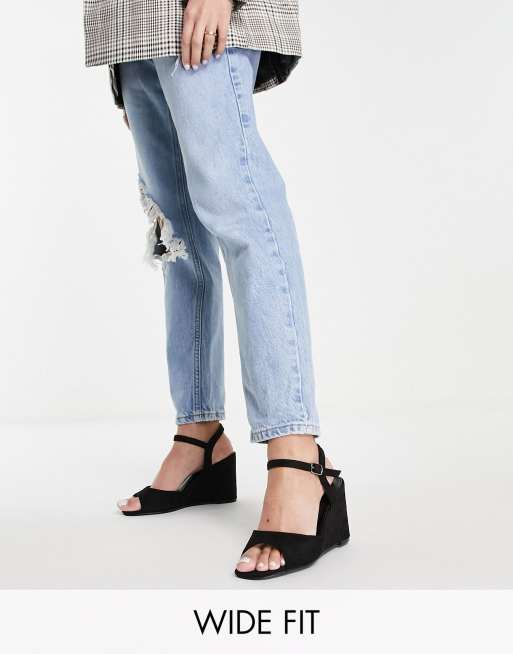 Simply Be Extra Wide Fit Peach - Sorte sandaler med hæl