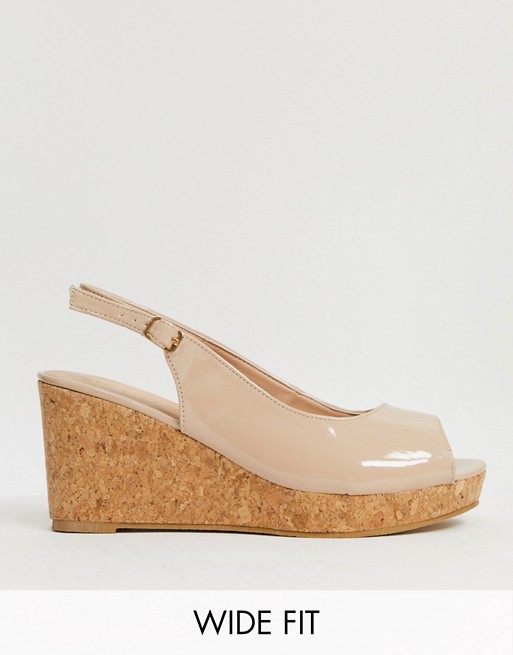 Simply Be extra wide fit peep toe wedges in light pink