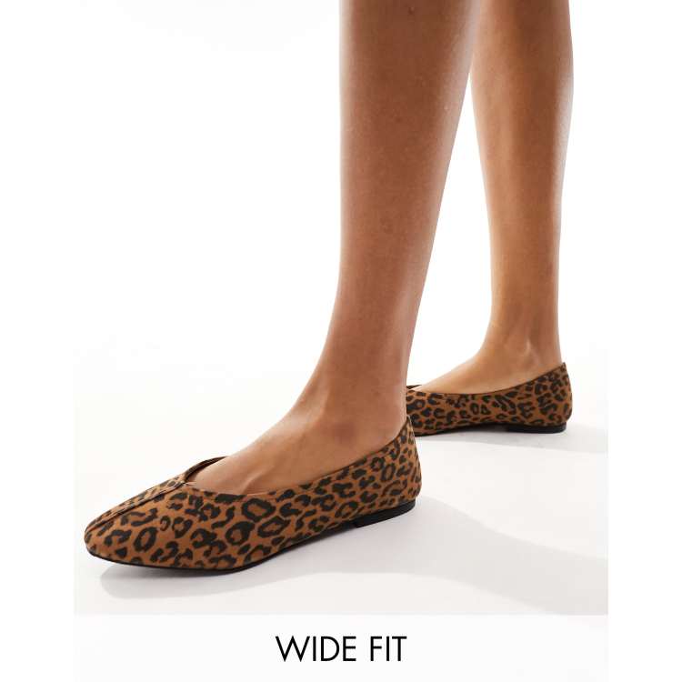 Simply Be Extra Wide Fit printed flats in leopard