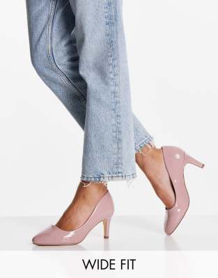 Simply Be Extra Wide Fit rhea heeled shoes in beige