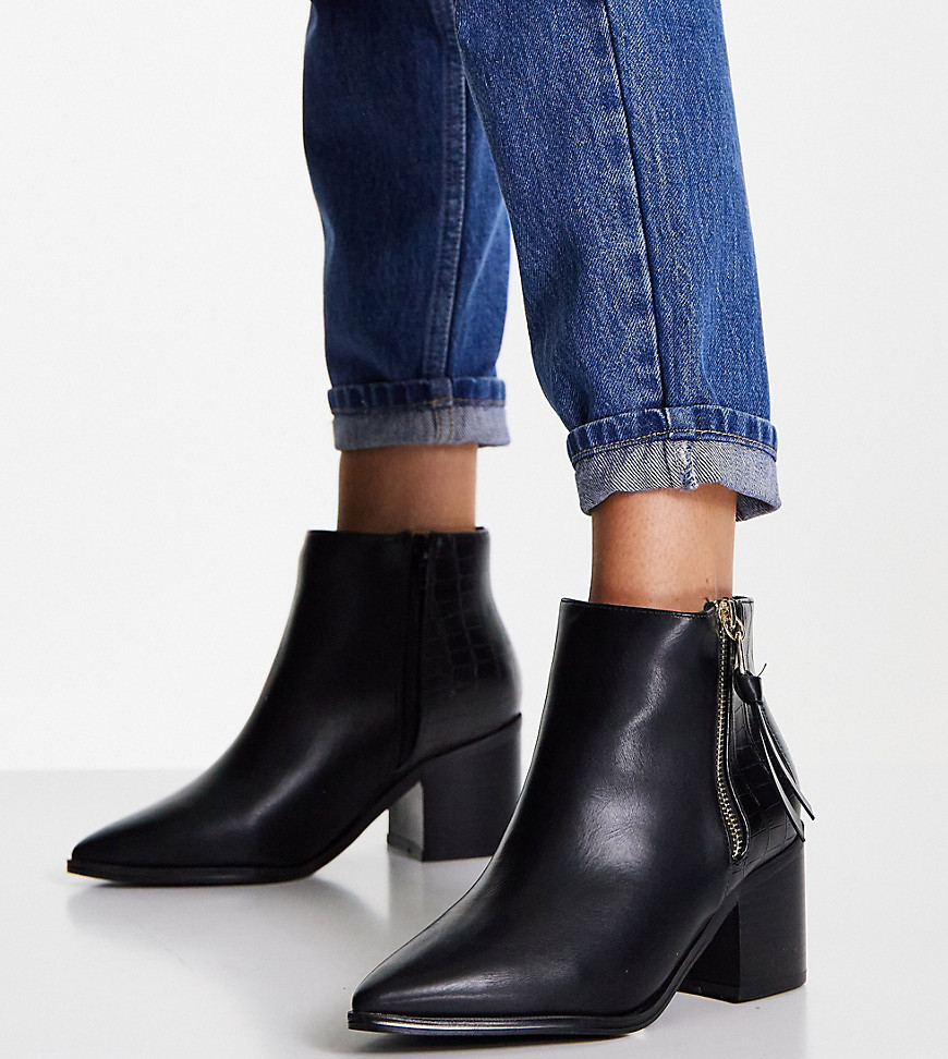 Simply Be Extra Wide Fit rosalie pointed high ankle boots in black