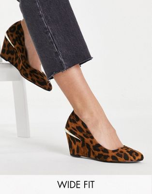 Simply Be Extra Wide Fit Rosie heeled shoes  in leopard