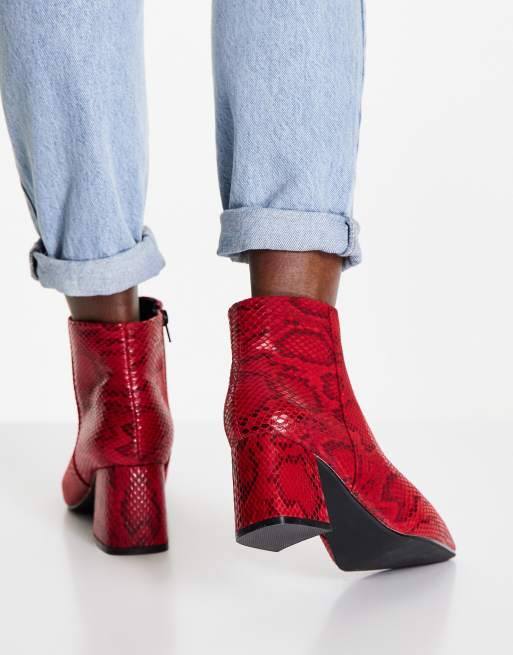 Red snake hot sale print booties