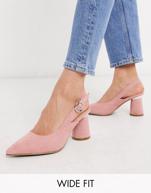 Simply Be extra wide fit sling back court shoe in pink
