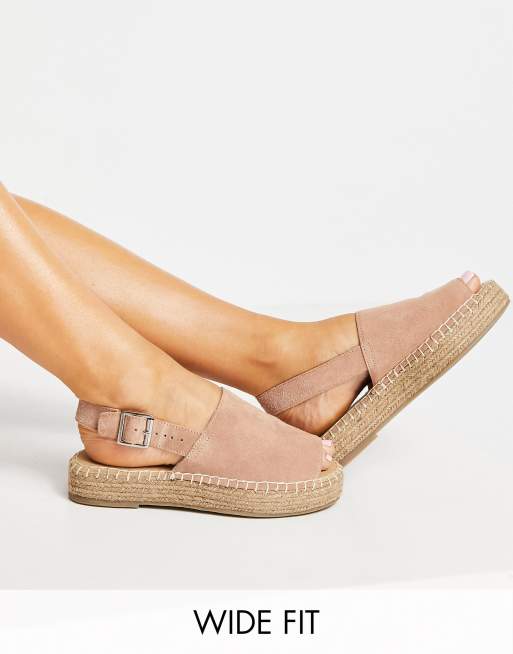 Simply Be Extra Wide Fit – Stenfärgade flatform-sandaler med hälrem