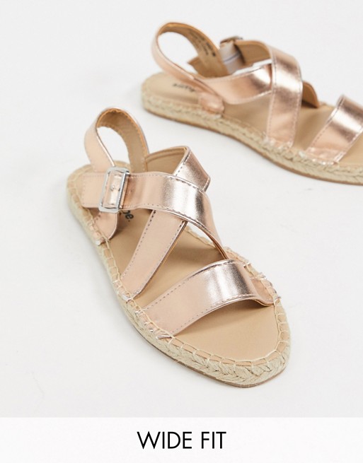 Simply Be extra wide fit strappy sandals in gold