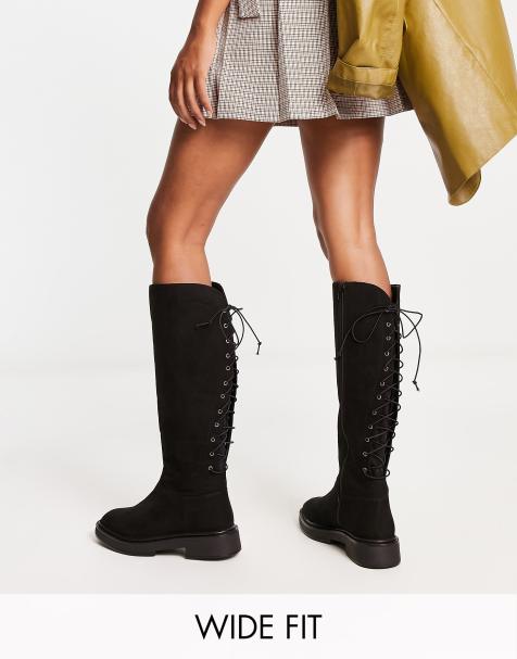 ASOS Design Courtney Chunky Lace Up Knee High Boots