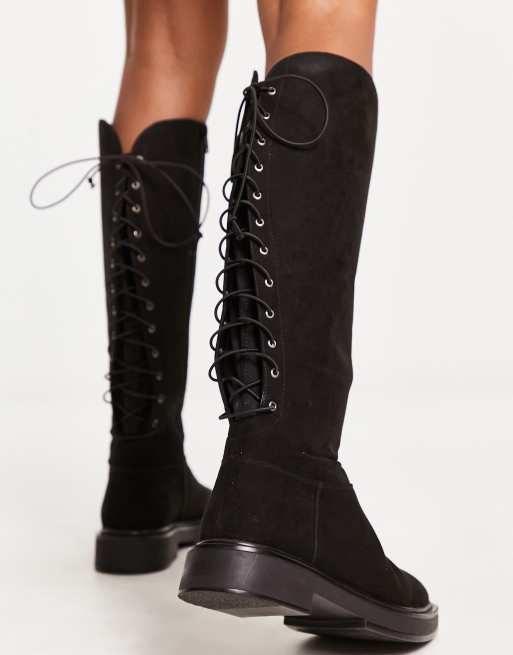 Knee high boots with laces store in back