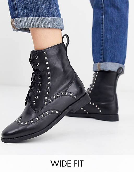 Simply Be extra wide fit tanya leather studded biker boots