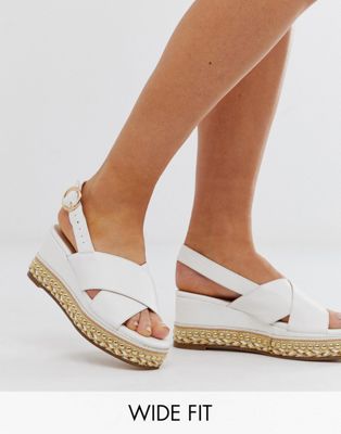 white wide foot sandals