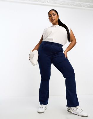 Simply Be extreme flare jeans in mid blue