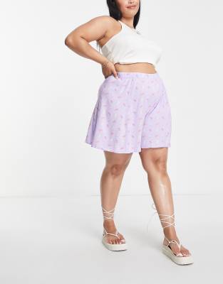 Simply Be flippy shorts in purple-Blue