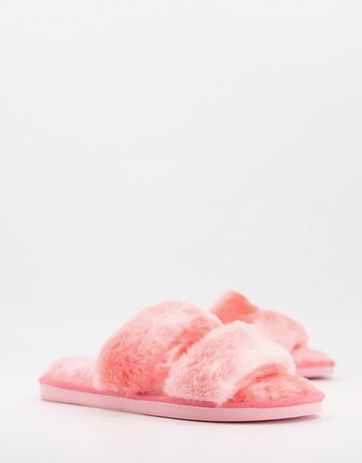 Simply Be fluffy slipper in coral