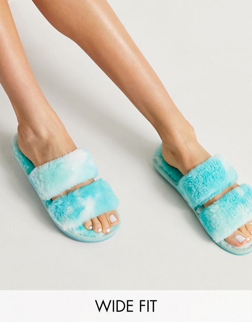Simply Be fluffy slipper in turquoise