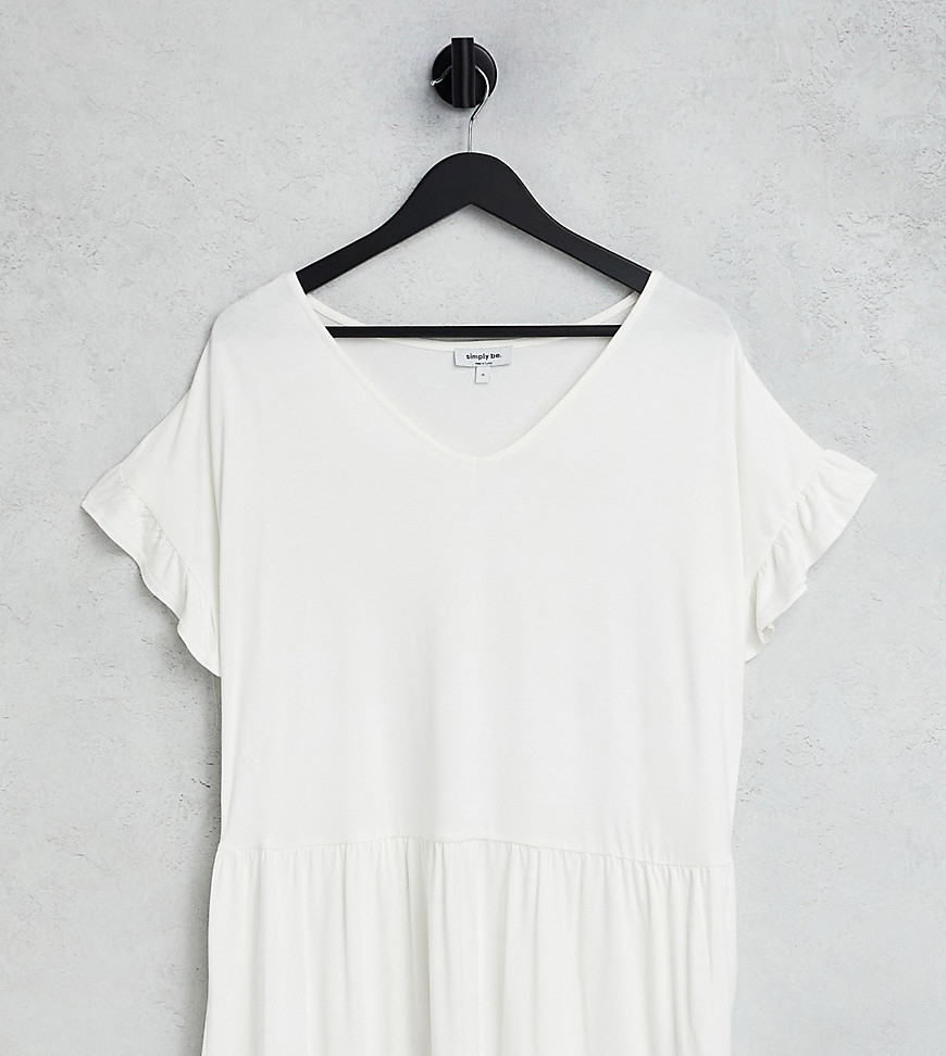 Simply Be frill sleeve top in white