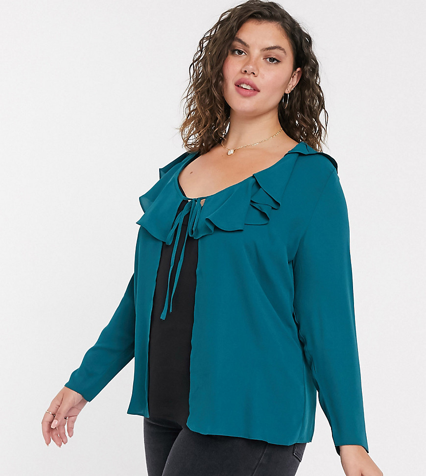 Simply Be frill top in teal-Green