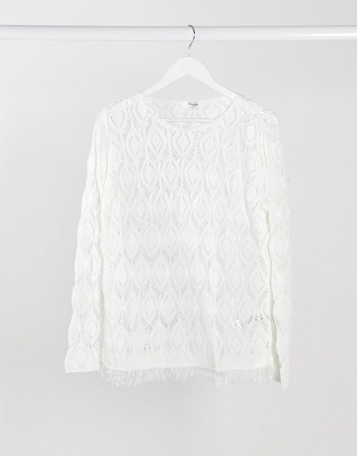 white fringe jumper