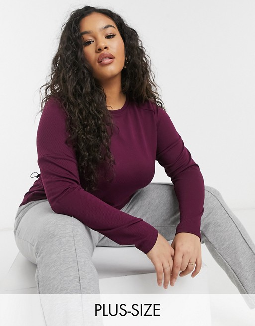Simply Be gathered jumper in wine