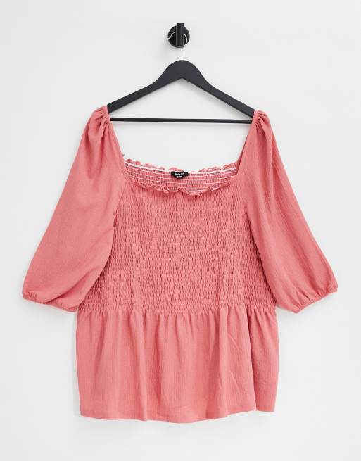 Simply Be – Gesmoktes Oberteil in Rosa