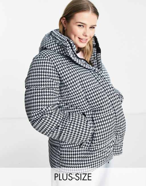 Simply Be - Gewatteerd jack in pied-de-poule-print