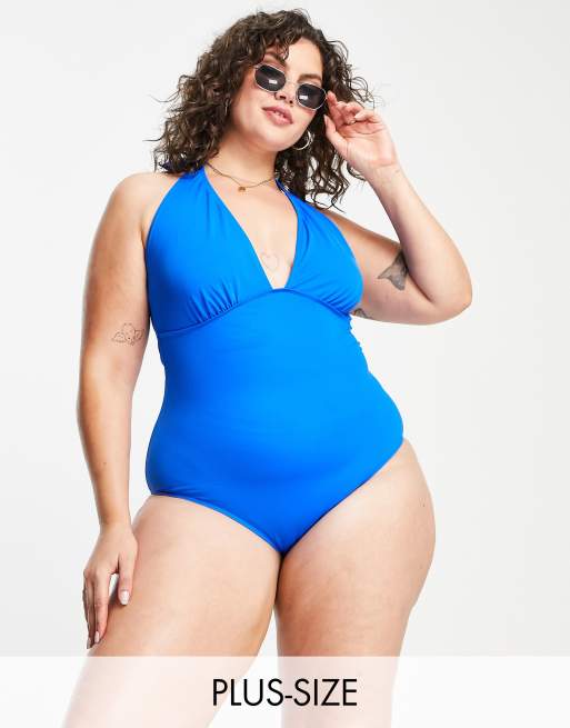 Tie Halter One Piece Bathing Suits, Plus Size Swimsuits, Women One