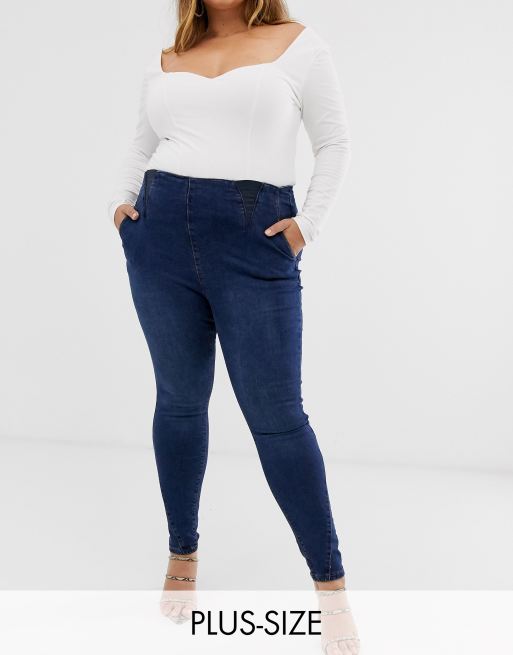 Simply Be high waist shaper jegging in blue ASOS