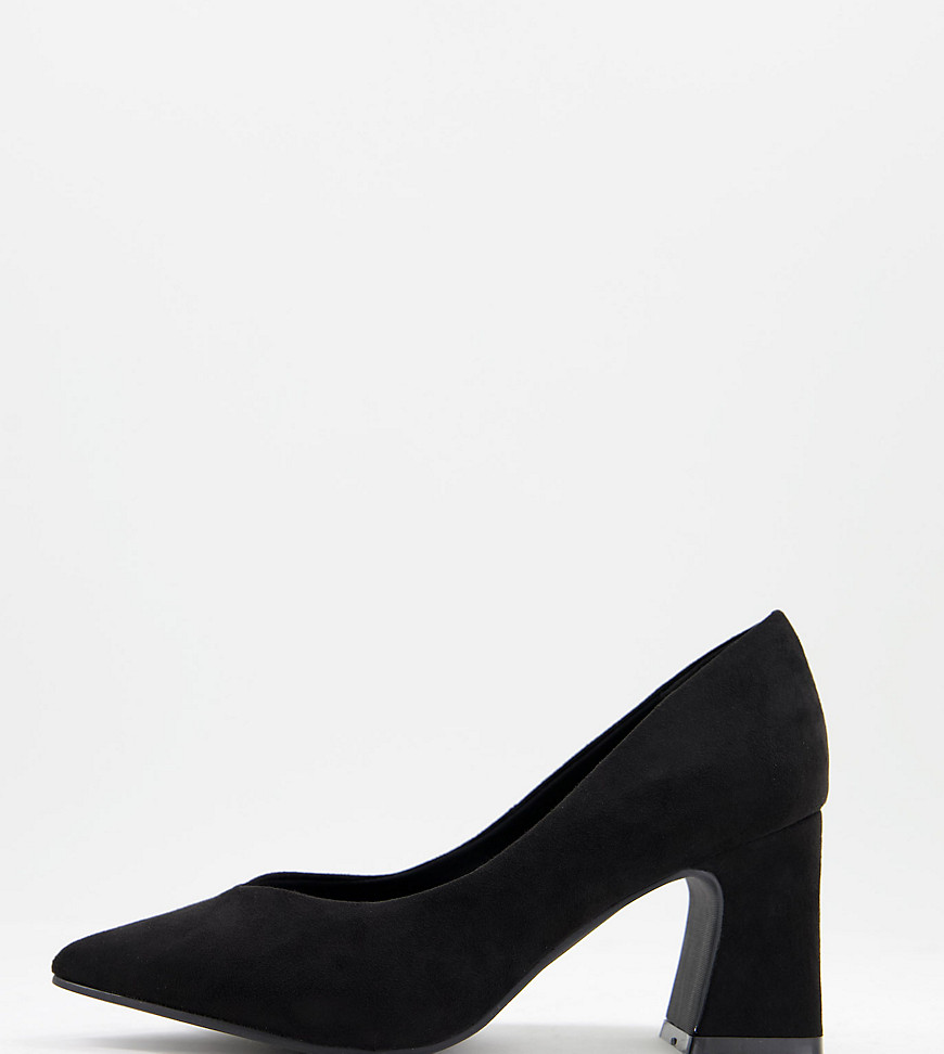 Simply Be - Isla - Puntige schoenen met extra brede pasvorm en hak in zwart