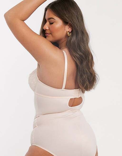Simply Be Jade firm control multiway bodysuit in blush