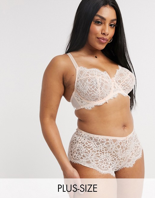 Simply Be jade full cup lace wired bra in blush