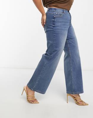 Simply Be - Jeans in hellblauer Waschung mit weitem Bein